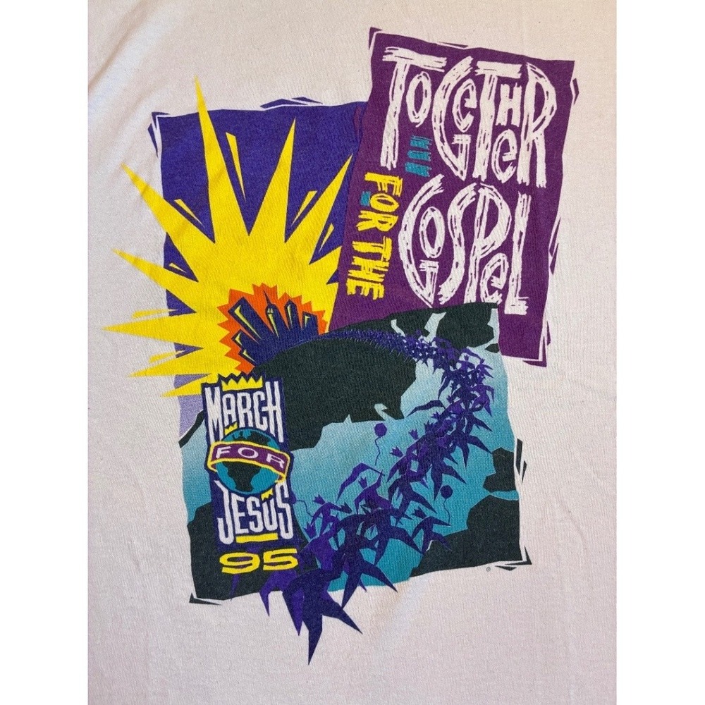 Vintage 1995 Christian Men's Large Gospel March For Jesus T-Shirtv Single Stitch